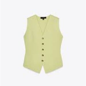 Zara premium label knitwear vest medium light green gold buttons